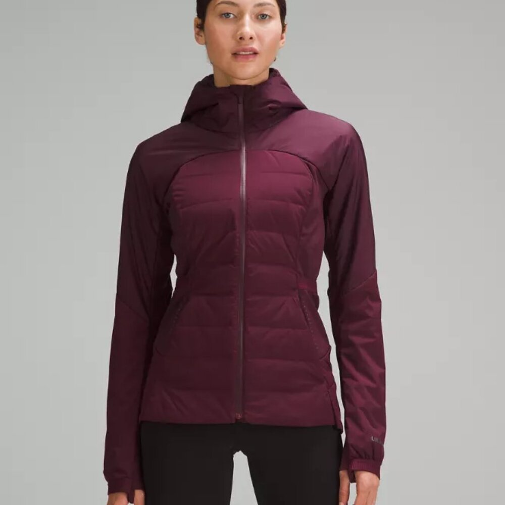 Lululemon Women's Burgundy Running Down For It Hooded Puffer Jacket Size 4